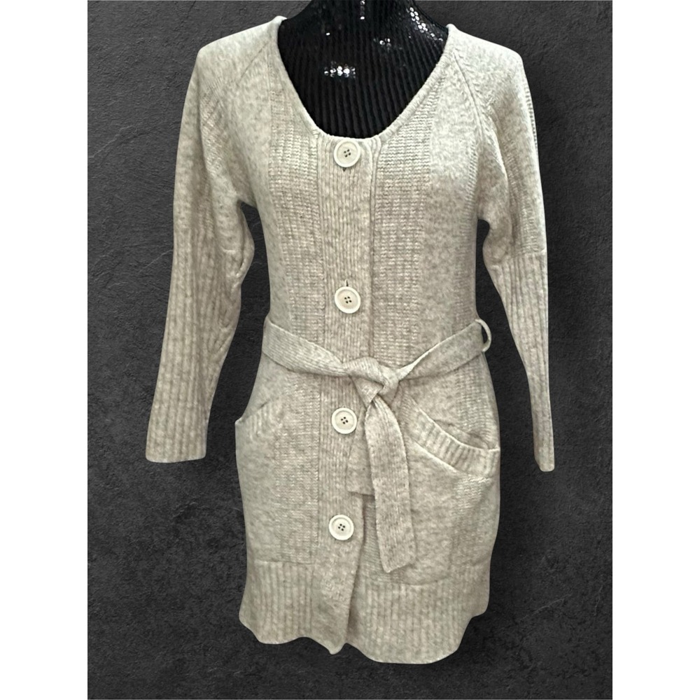 Manning Cartell Cardigan Dress Womens S Gray Wool Blend Belted Pockets EUC
